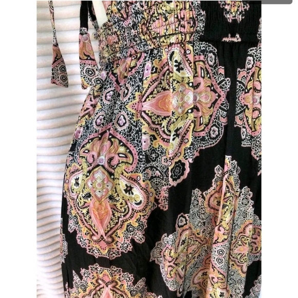 NWT En Creme Boho Flowy Paisley Print Maxi Dress With Spaghetti Straps - Picture 5 of 16